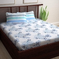 Story@Home 120 TC Cotton Candy Collection 1 Double Bedsheet and 2 Pillow Cover – Floral, Blue कपास डबल बेडशीट