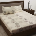 Story@Home Floral 186 TC 100 % Cotton Metro Series Elegant Design Bedsheets with Complementary 2 Pillow Covers, Size(88″ X 100″/225cm X 250cm) – Beige
