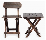 UNIQUEBRAND Antique Folding Table and Folding Chair for Kids for Home Decoration Living Room Furniture Home and Kitchen (25.4 x 35.6 x 35.6 Centimeters)