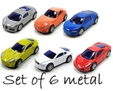 Ukking Unbreakable Mini Diecast Metal Pull Back Sport Car Toys Pack of 6