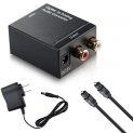 VIBOTON Digital to Analog Audio Converter SPDIF Optical/Fiber Coaxial Coax Input to Analog RCA 2.1 Stereo Audio Output Converter Adapter.>>Optical Cable are Included (Note:- RCA Cable Not Included)
