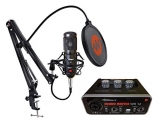 WRIGHT WR-12 Audio Interface, WR-800 Condenser Microphone WP101 POP Filter and WR-35 Stand with Male to Female XLR Cable and 6.4MM Audio Adapter