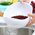 Woogor Rice Pulses Fruits Vegetable Noodles Pasta Washing Bowl & Strainer Good Quality & Perfect Size for Storing and Straining. Colander Random Colors