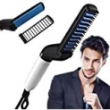 cs fashion Electric Hair Straightener Brush, Men Quick Beard Straightner Styler Massage Comb, Hair Straightening, Curly Hair Straightening Comb, Side Hair Detangling (White)